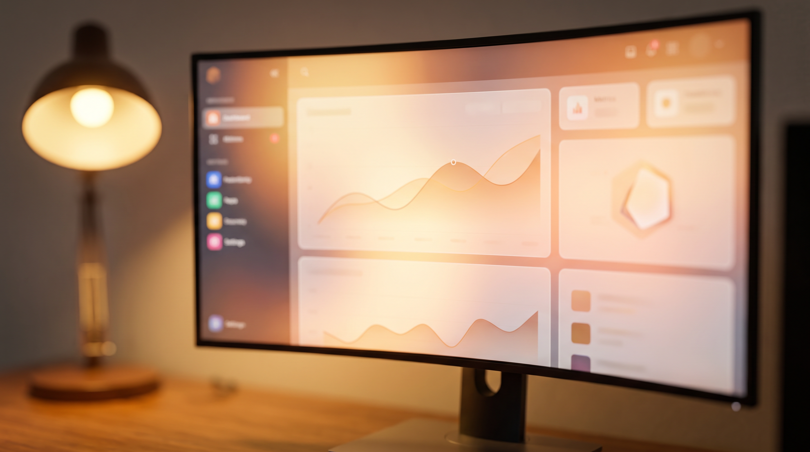 Custom web application dashboard with charts and data on a monitor