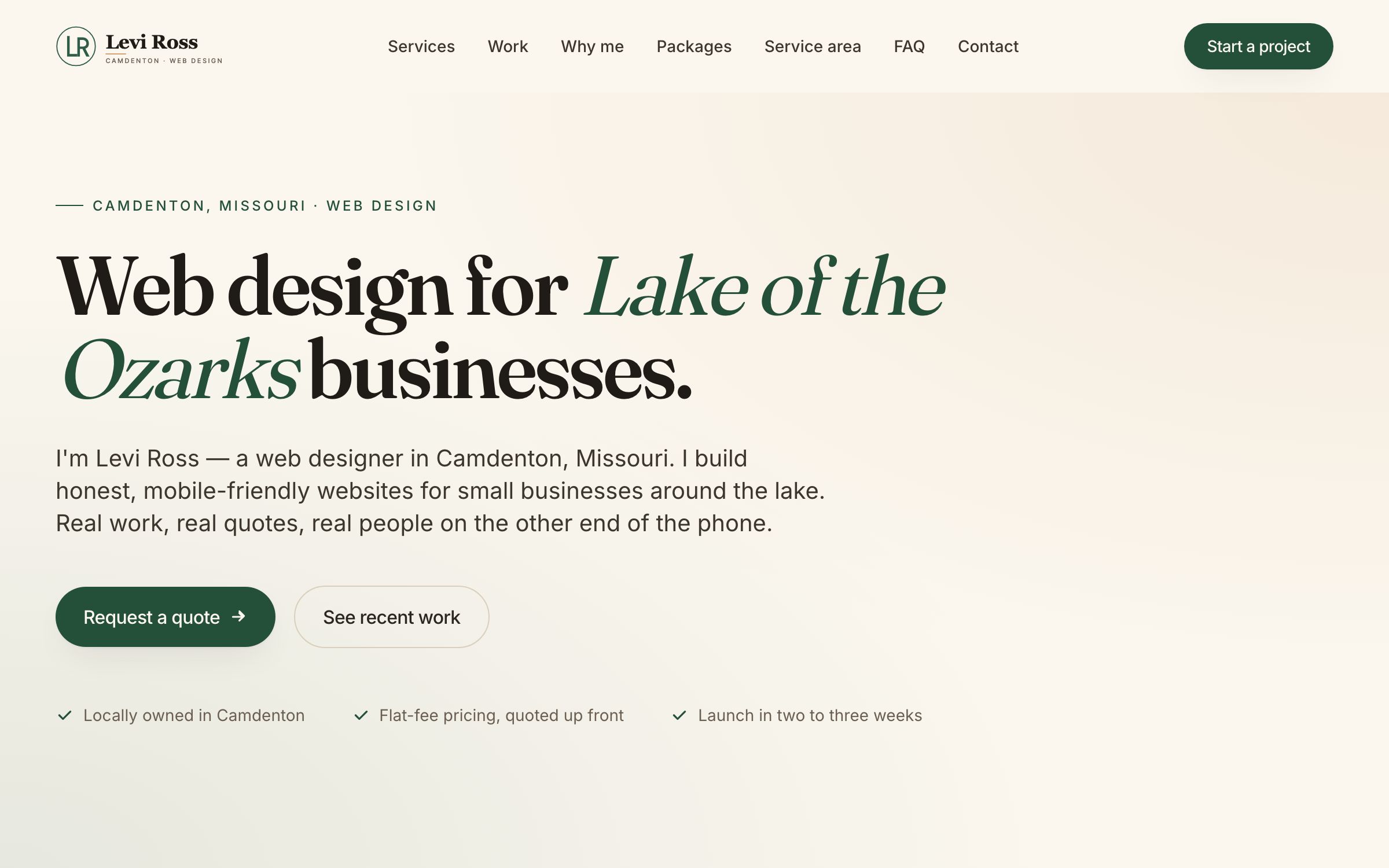 Levi Ross Design website by EiQ Interactive