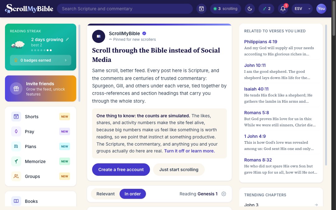 ScrollMyBible social-feed-style Bible reader web app by EiQ Interactive