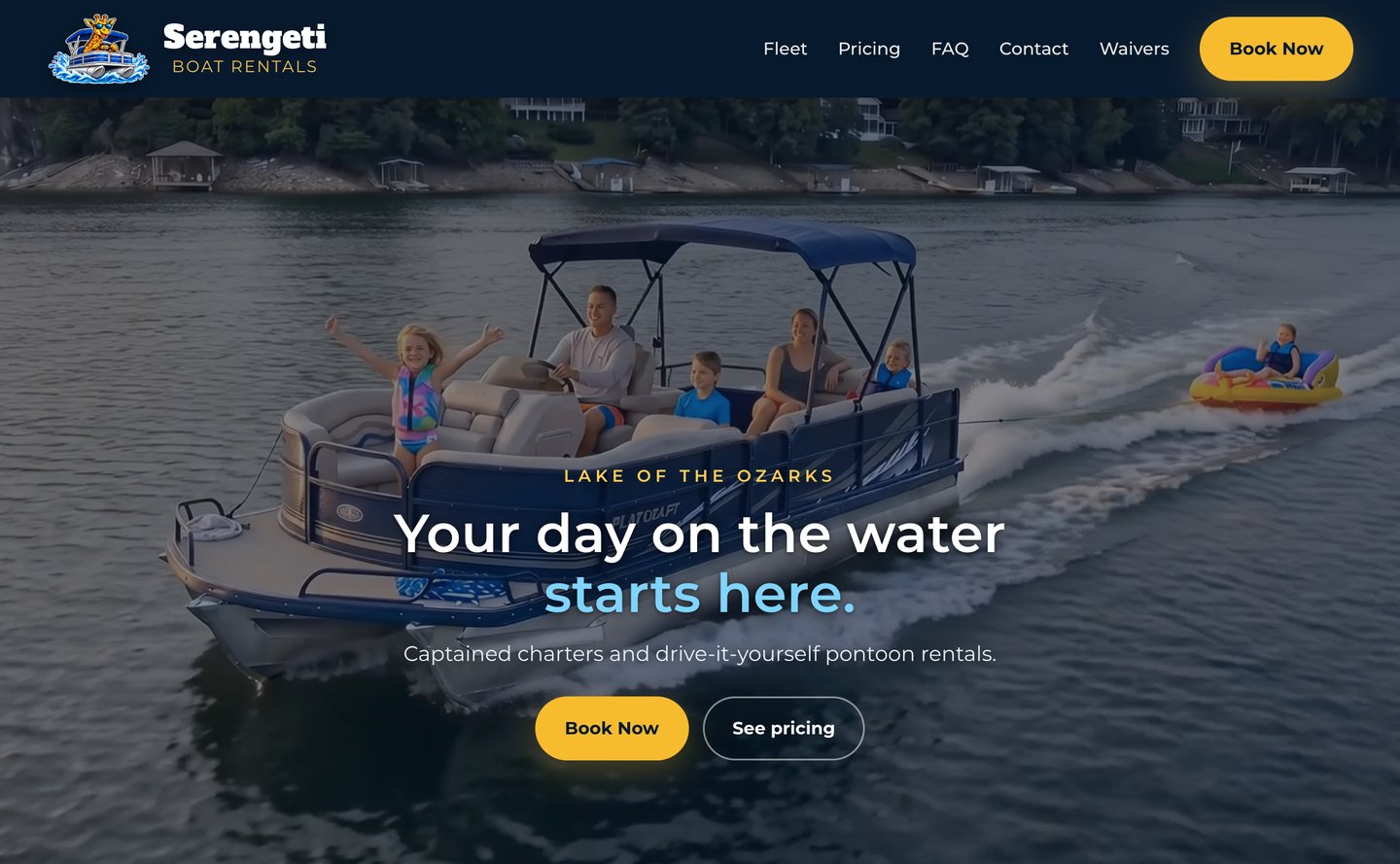 Serengeti Boat Rentals website by EiQ Interactive