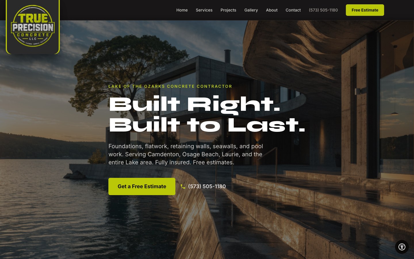 True Precision Concrete website