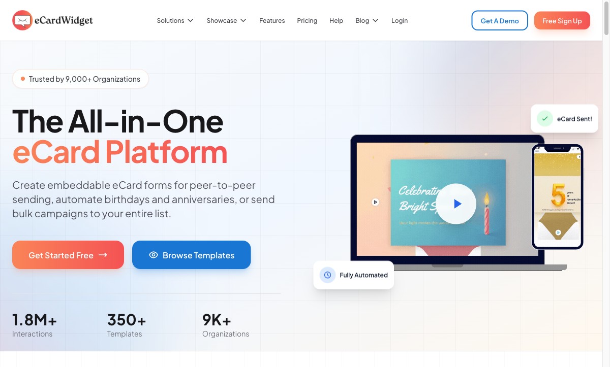 eCardWidget SaaS product site by EiQ Interactive