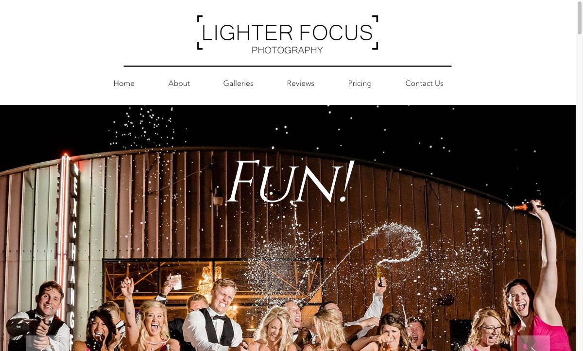 Lighter Focus Photography — Photographer portfolio. Fast, gallery-heavy, designed so the work does the talking and the booking form is one tap away.